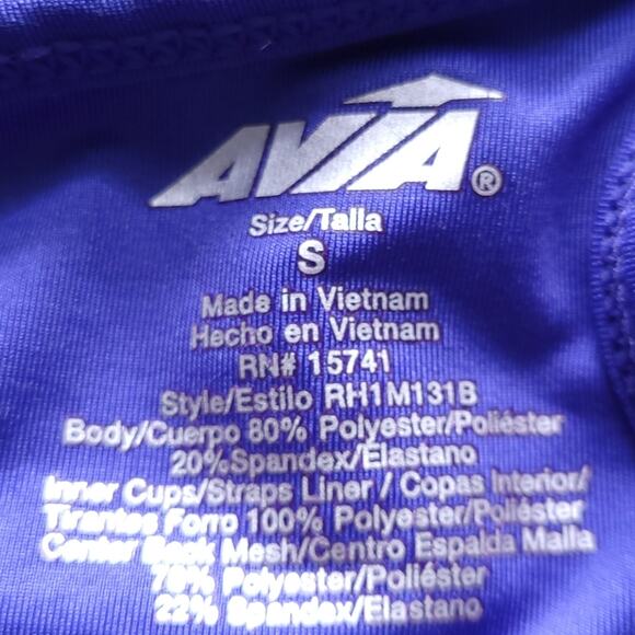 Avia Sports Bra Blue Small Racerback Athletic Workout Bra Top - Excellent - Picture 3 of 3
